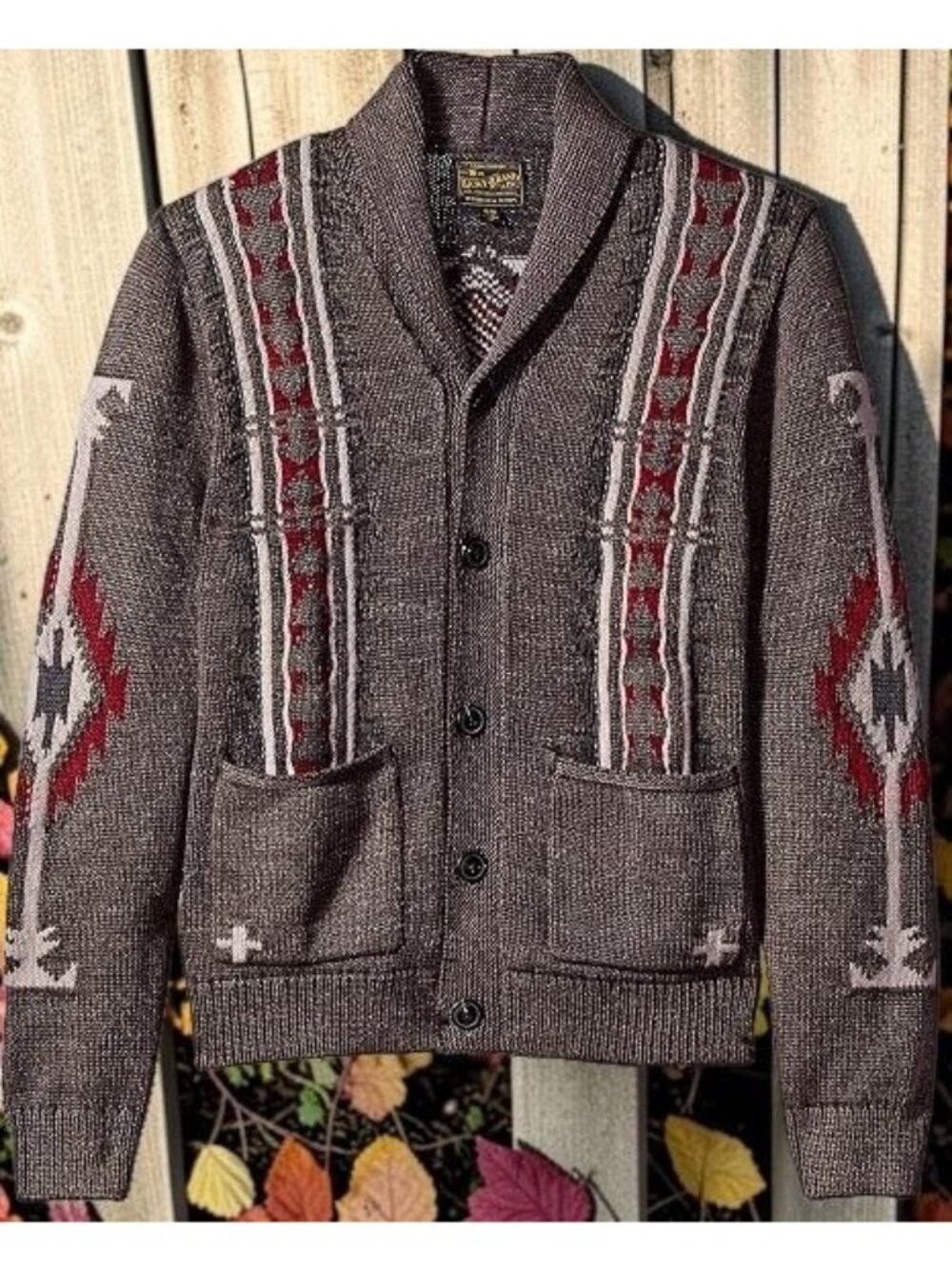 Lucky Brand Mens  Washed Southwestern Shawl Heavy Sweater size XXL  NEW WITH TAG